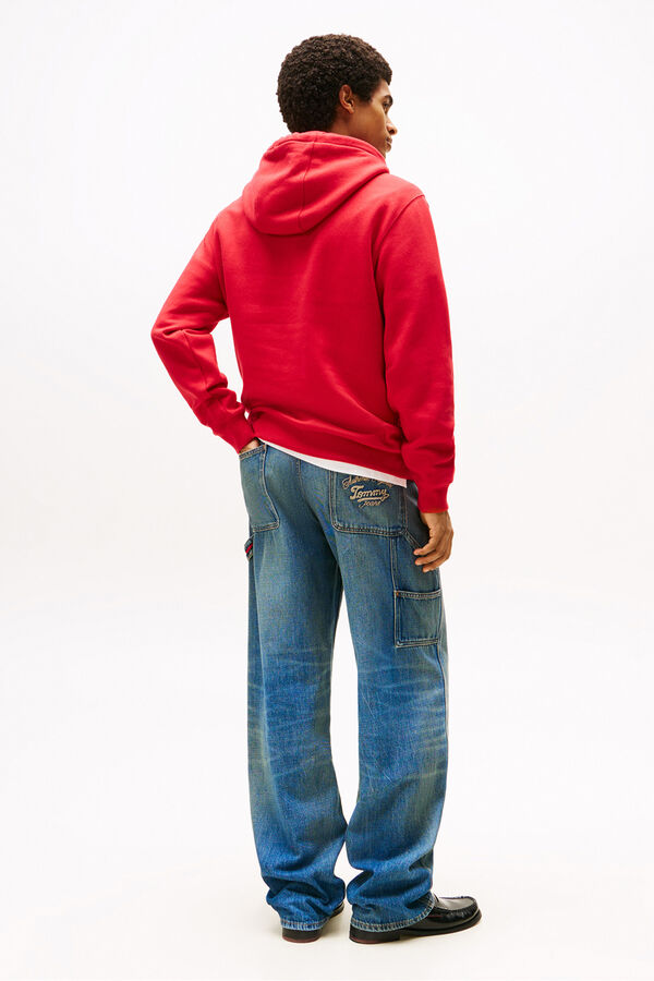 Tommy Jeans Sudadera de hombre con capucha ajustable rojo