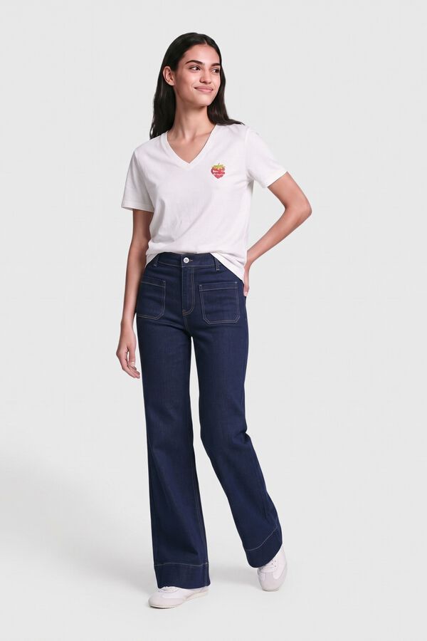 Only V-neck short sleeve T-shirt white