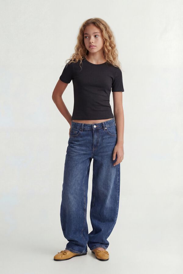 Jack & Jones Girl Fitted ribbed T-shirt black
