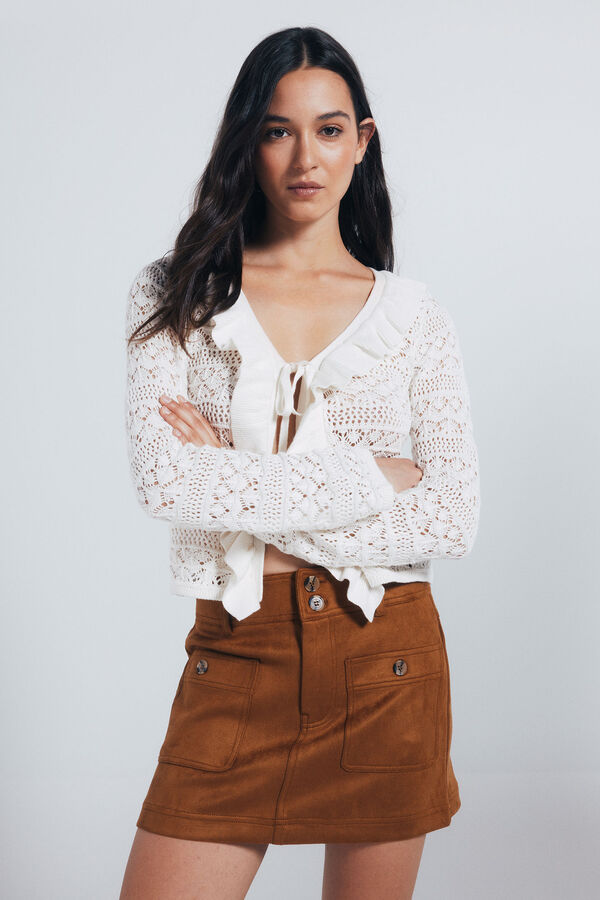 Springfield Short suede skirt nude