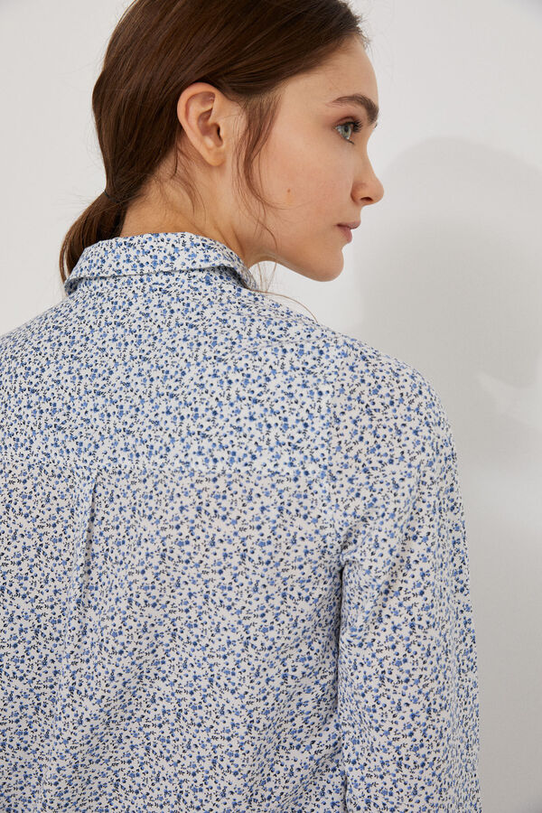Springfield Printed cotton blouse blue