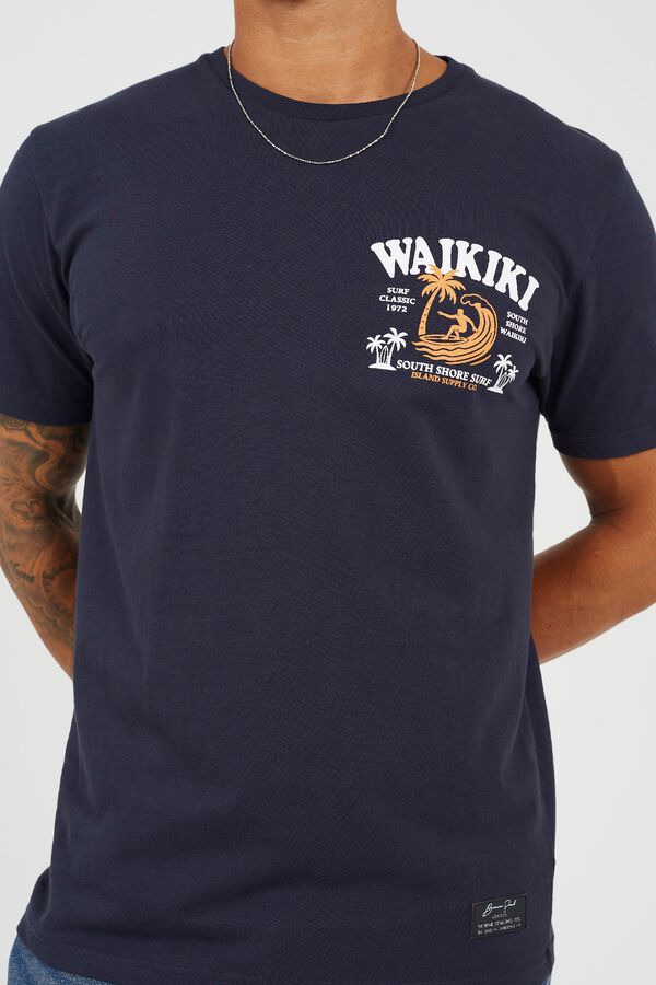 Brave Soul Printed short sleeve T-shirt blue
