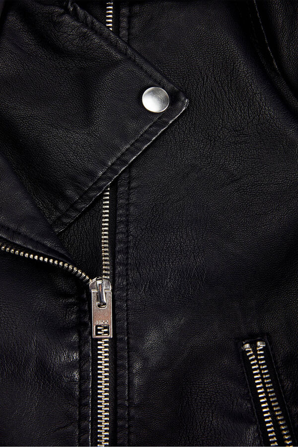 Jack & Jones Faux leather biker jacket black