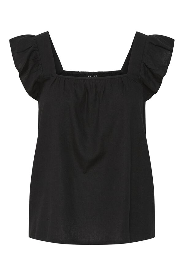 Pieces Top de lino de tirantes negro