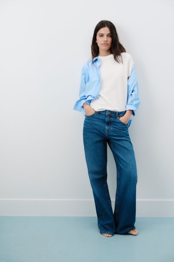 Springfield Wide leg mid-rise jeans blue