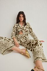 Trendyol Conjunto estampado fluido kaki