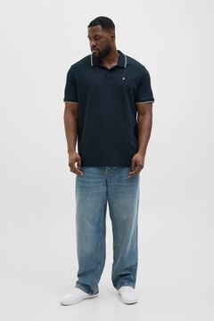 Jack & Jones PLUS Polo regular punto piqu&eacute; azul