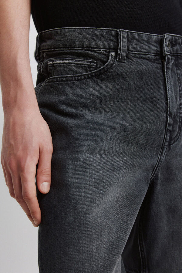 Springfield Black regular fit washed denim Bermuda shorts grey