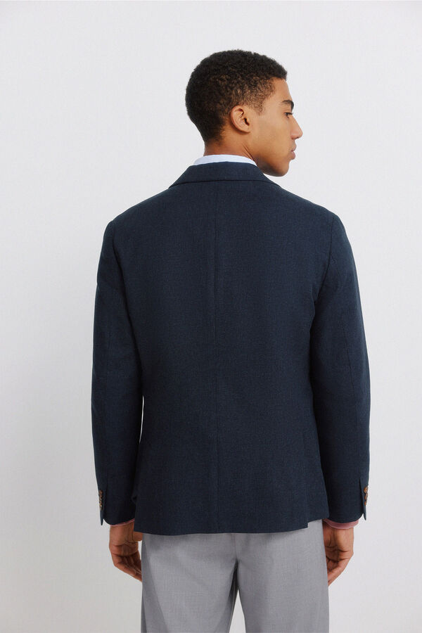Springfield Blazer lino algod&oacute;n azul