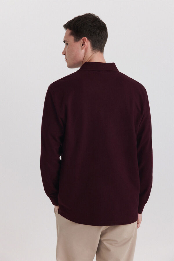 Springfield Polo piqu&eacute; manga larga regular fit burdeos