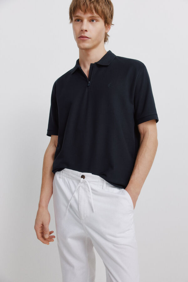 Springfield Linen comfort fit chinos white