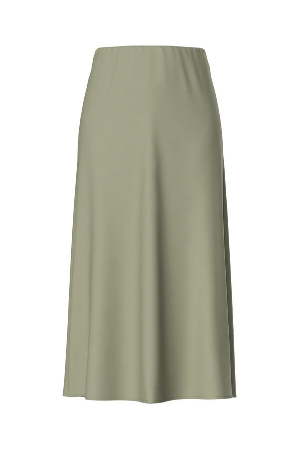 Pieces Satin-finish midi skirt green