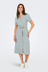 Only Vestido midi camisero kaki