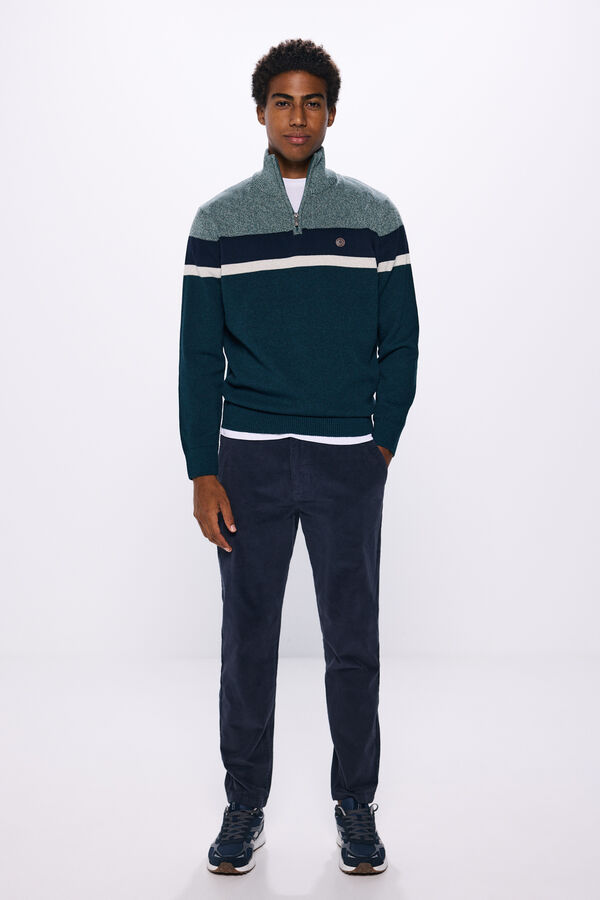 Springfield Color block zip fastening jersey plava