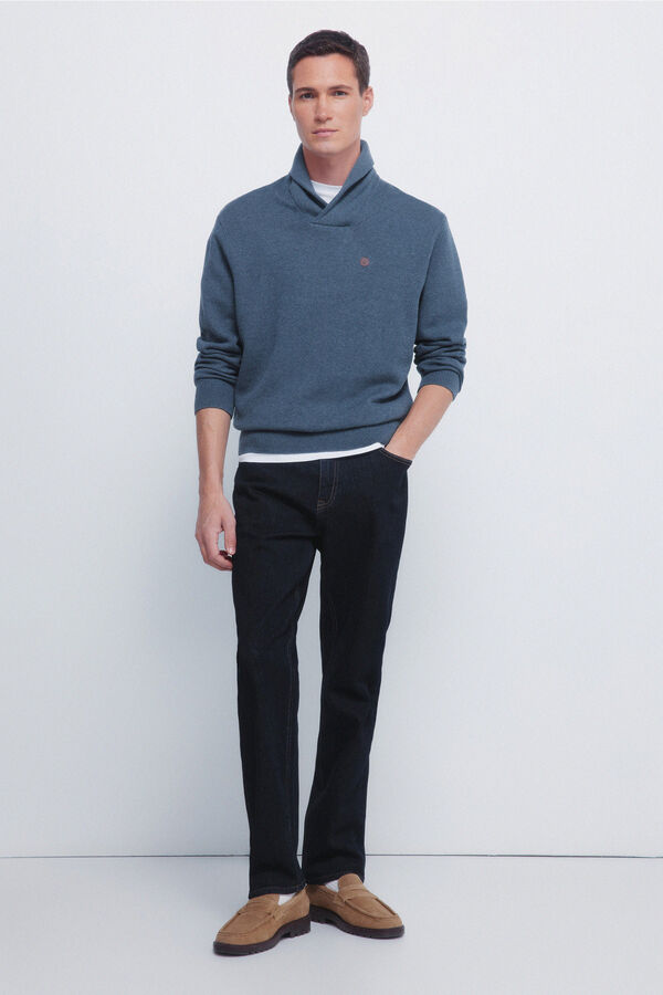 Springfield Jersey cuello smoking azul