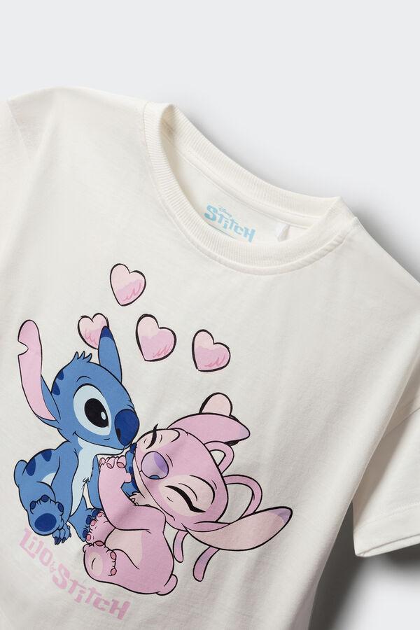 Springfield Kids Majica sa kratkim rukavima Lilo & Stich za devojčice Bež