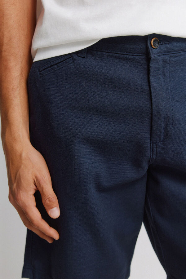 Springfield Bermudas em algod&atilde;o comfort fit azul