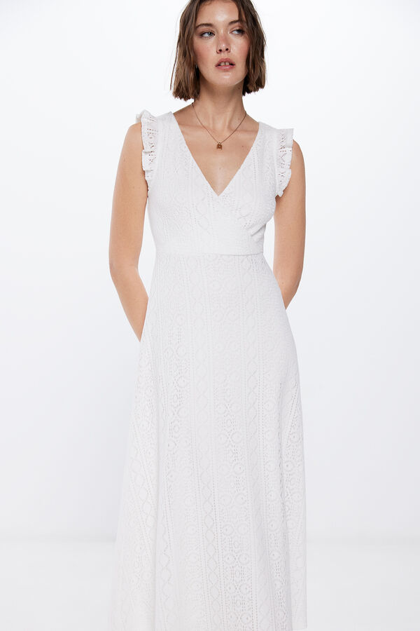 Springfield Midi-Kleid Crochet Weiß