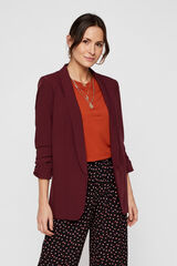 Springfield Blazer with 3/4-length sleeves, lapel detail and gathered sleeves. No buttons. purple