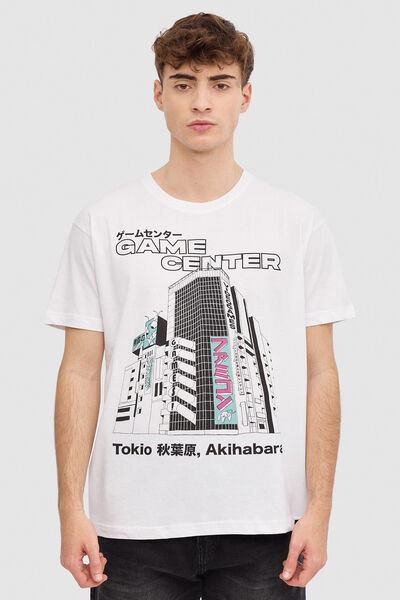 Springfield T-Shirt Print Gamer Weiß
