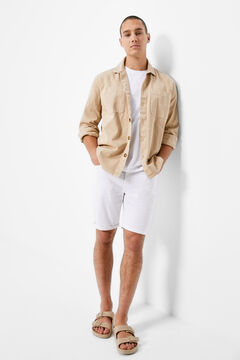 Springfield Essential slim white denim Bermuda shorts ecru