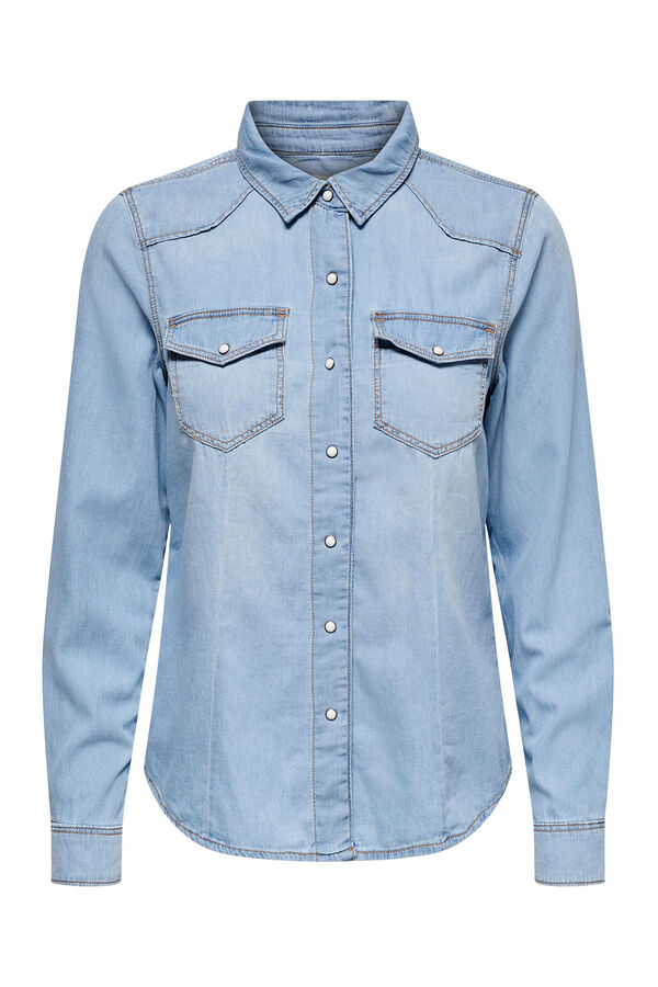 Springfield Denim shirt pockets blue mix