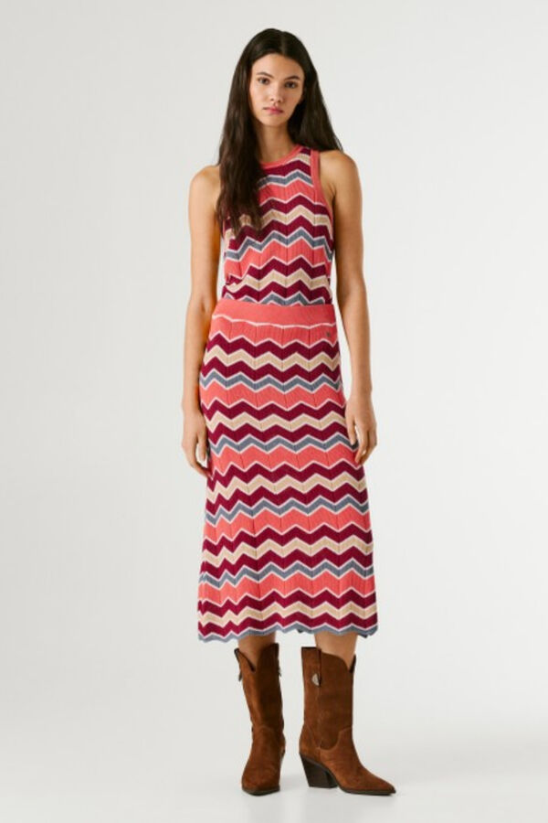 Pepe Jeans Jersey-knit long skirt red