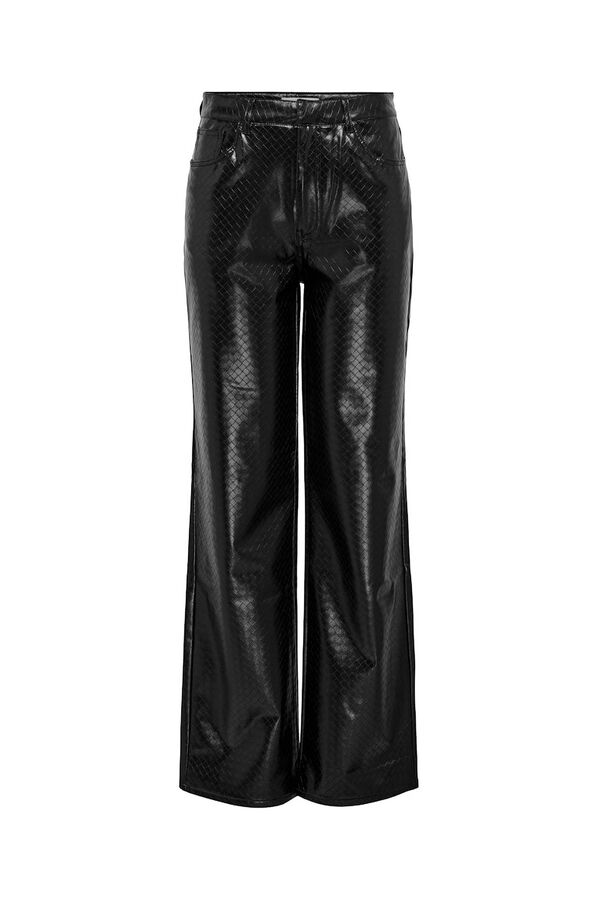 Only Pantal&oacute;n wide leg piel vegana negro