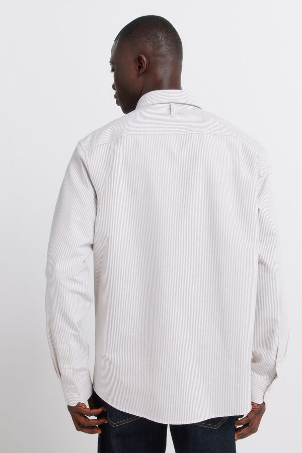 Springfield Striped oxford wrinkle free shirt brown