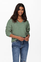 Springfield Langärmeliger Pullover mit V-Ausschnitt grün