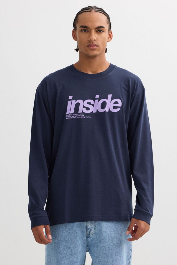 Inside Oversize long sleeve T-shirt blue