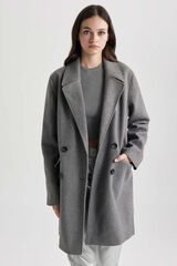 DeFacto Chaquet&oacute;n cruzado de lana gris