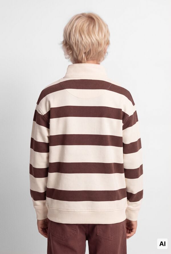 Springfield Kids Striped funnel neck sweatshirt for boys nude