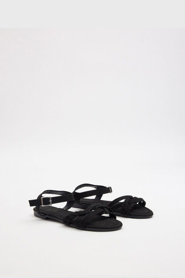 Inside Braided cross-strap sandal black