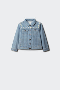 Springfield Kids Blus&atilde;o trucker de menina em denim com margaridas