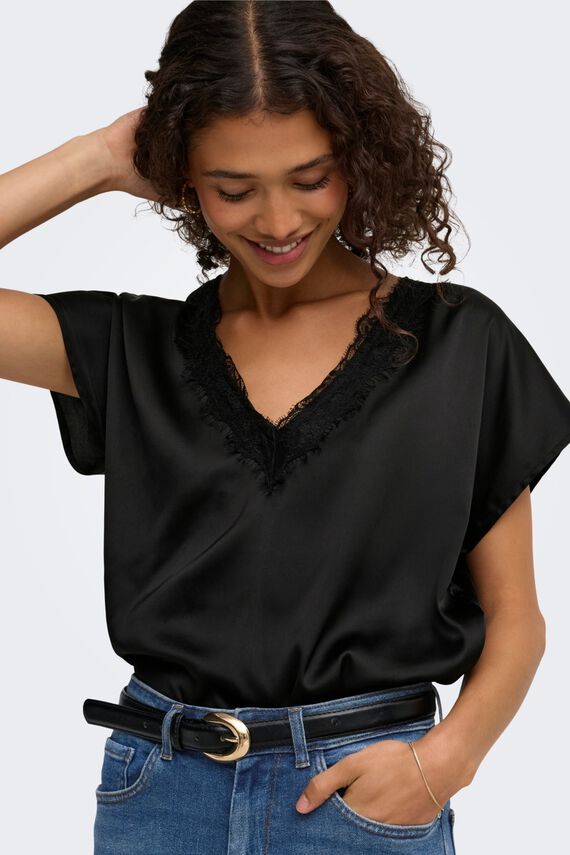 Top manga corta encaje