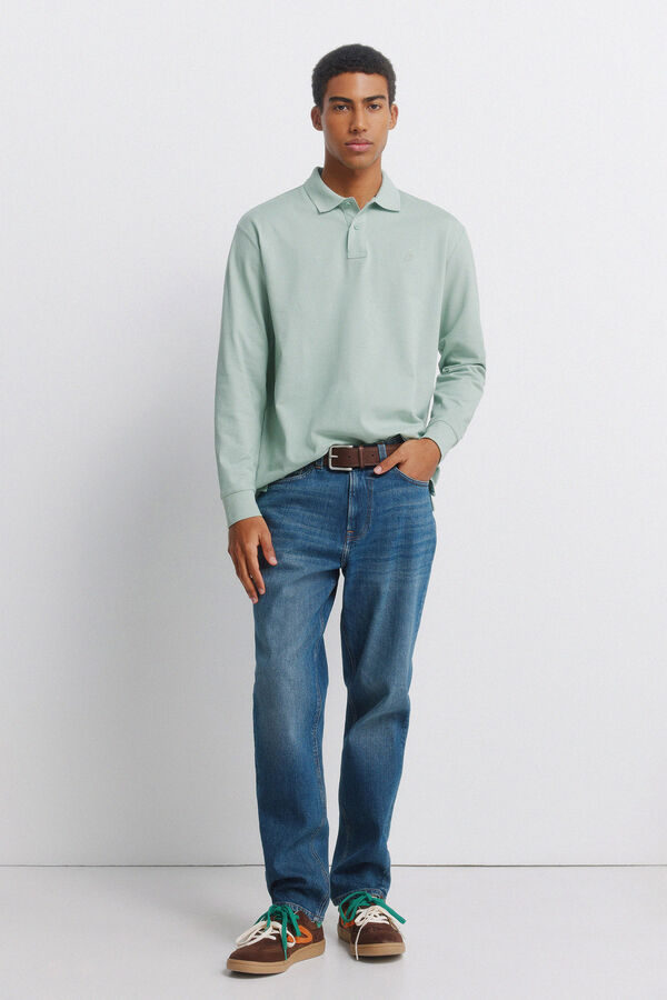 Springfield Polo basique Springfield manches longues regular fit vert