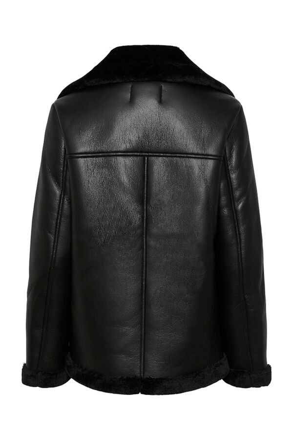 Pieces Chaqueta aviador polipiel borrego negro