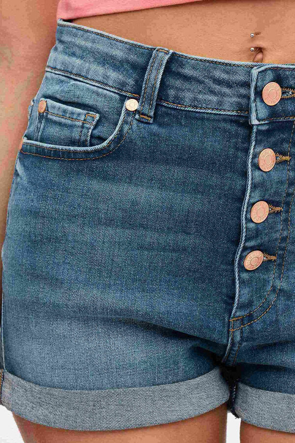 Springfield Denim-Shorts High Rise Slim azulado