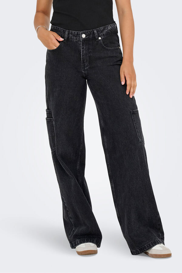 Only Jeans wide cargo negro
