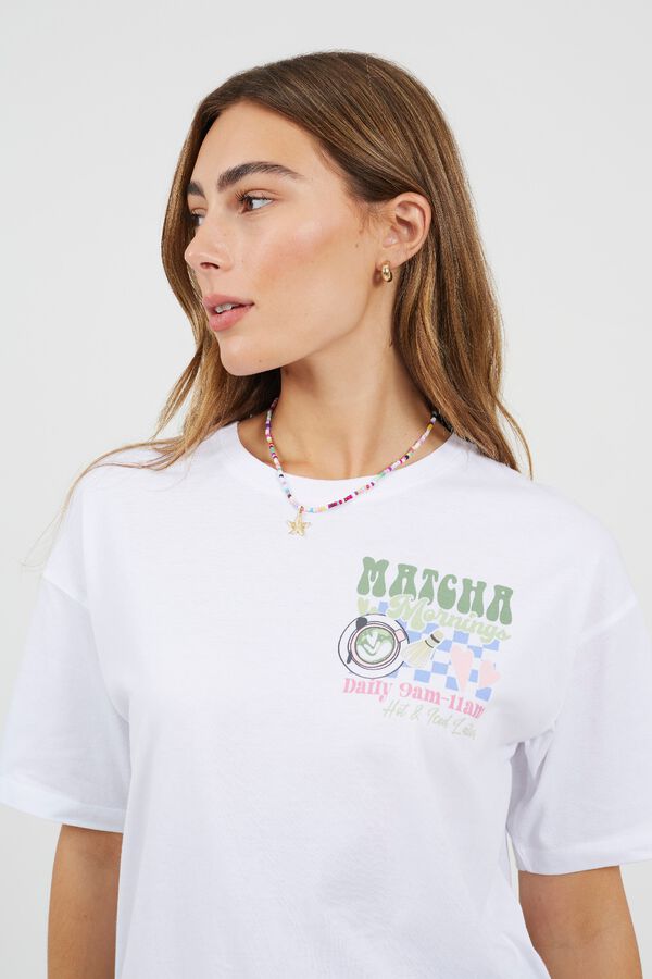 Brave Soul Camiseta oversize con estampado blanco