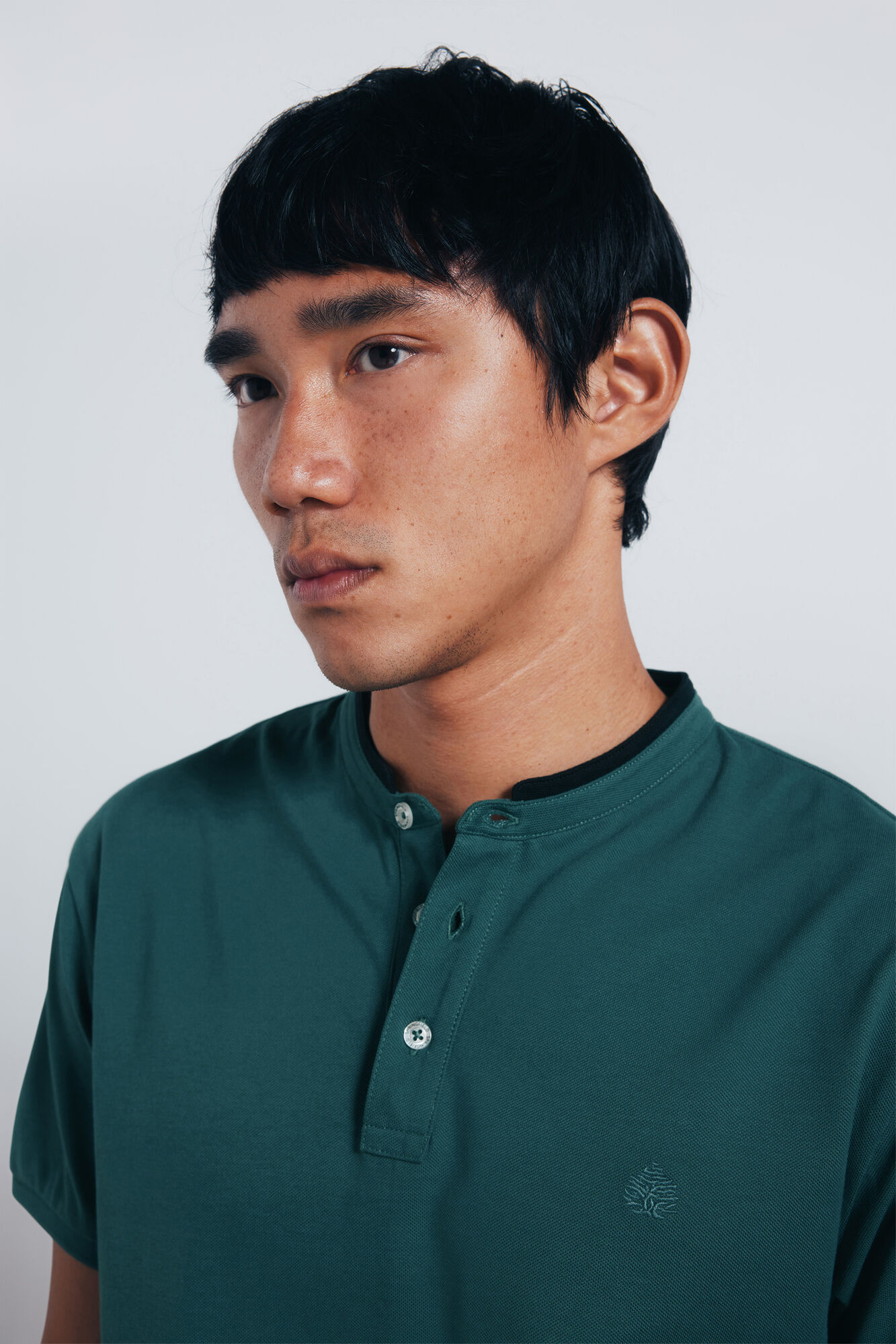 Springfield Slim fit mandarin collar piqu&eacute; polo shirt