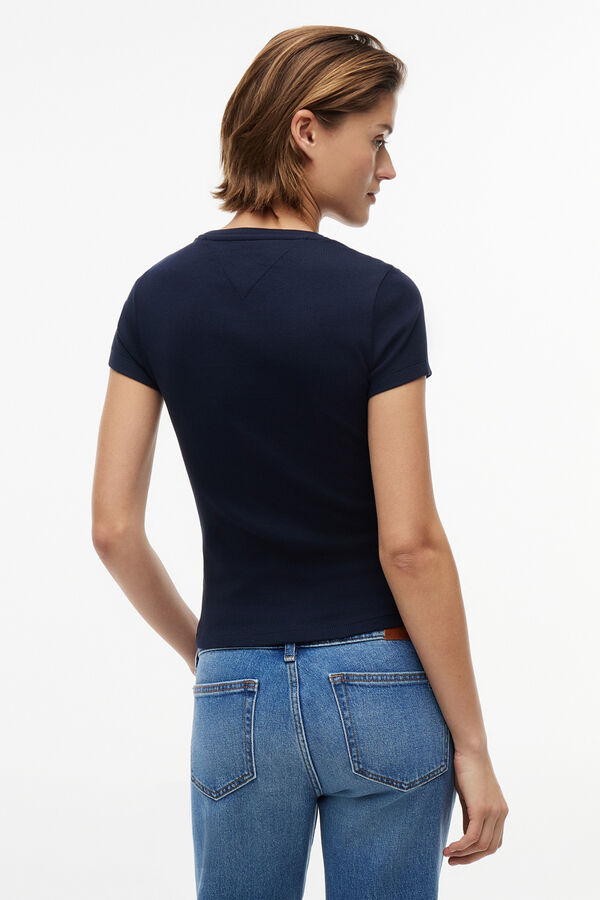 Tommy Jeans T-shirt slim com logo azul