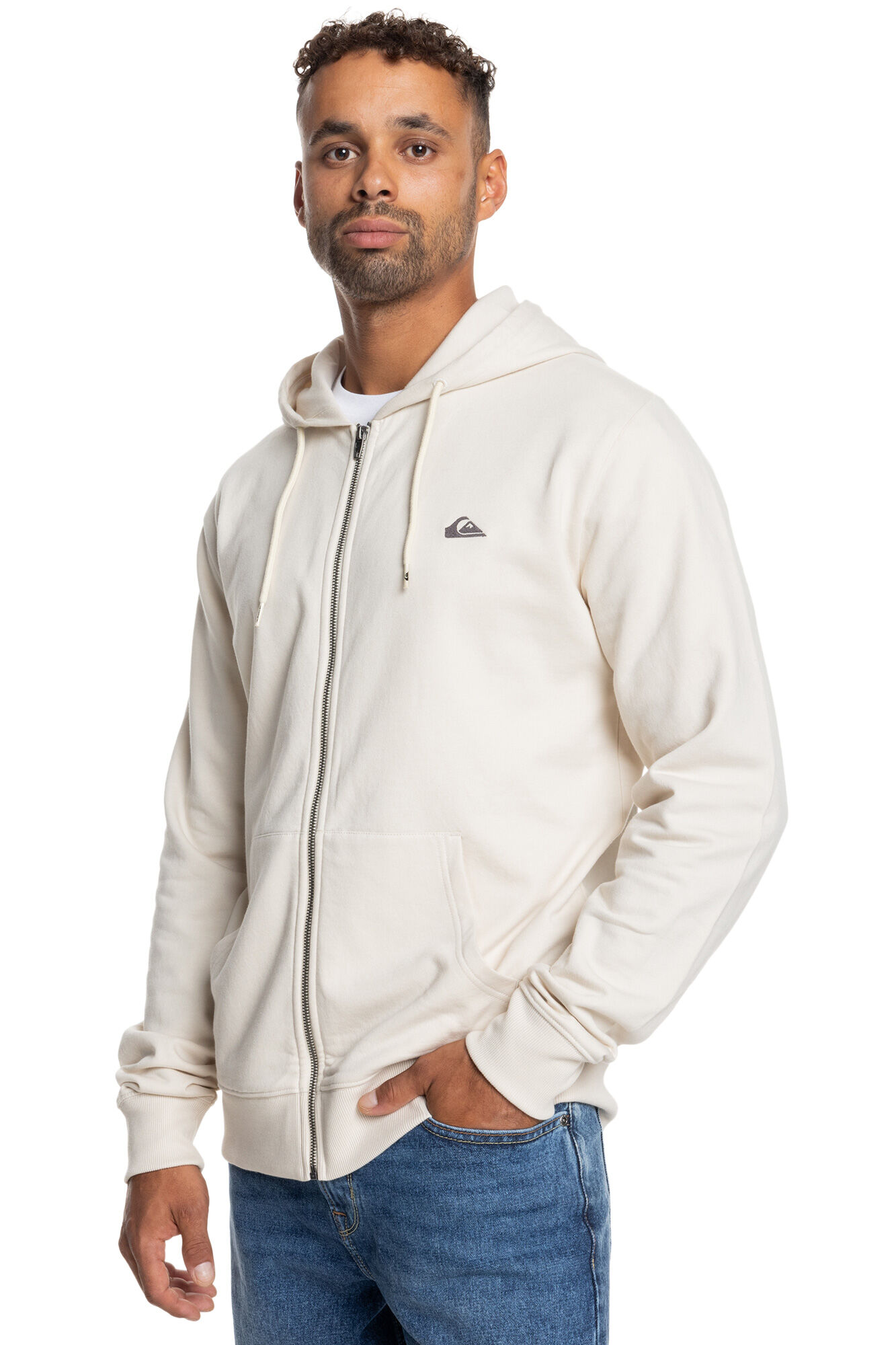 Quiksilver Basic Zip - Sweatshirt com capuz para homem com fecho-&eacute;clair