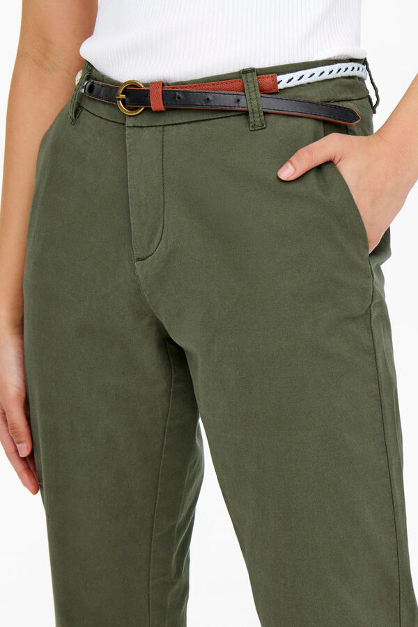 Springfield chinos pants with belt green