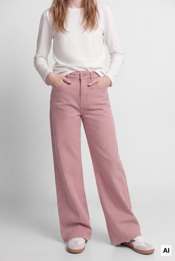 Springfield Kids Osnovne culotte pantalone od kepera za devojčice Roze