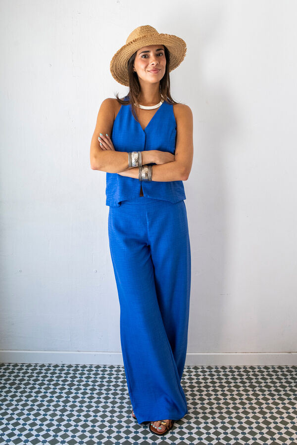 Cul Sac Pantal&oacute;n palazzo el&aacute;stico azul