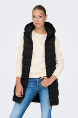 JDY Chaleco largo acolchado con capucha negro