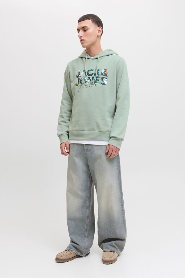 Jack & Jones Sudadera regular fit estampada verde