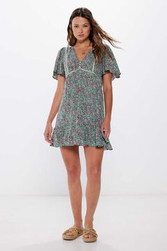 Springfield Short printed lace inserts dress turquoise